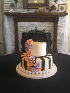 purple and orange floral cake